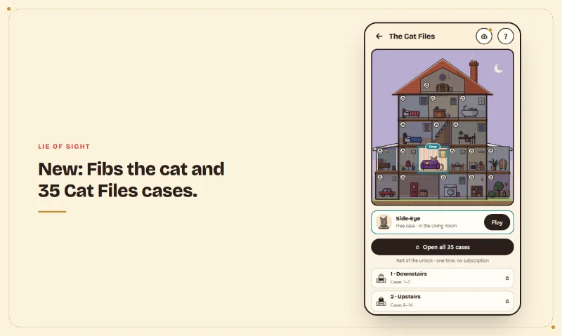 Fibs the cat and the 35 Cat Files cases.