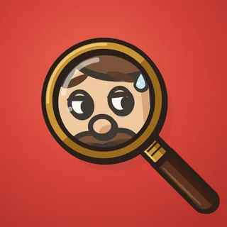 The Lie of Sight app icon: Dad under a magnifying glass, on red.